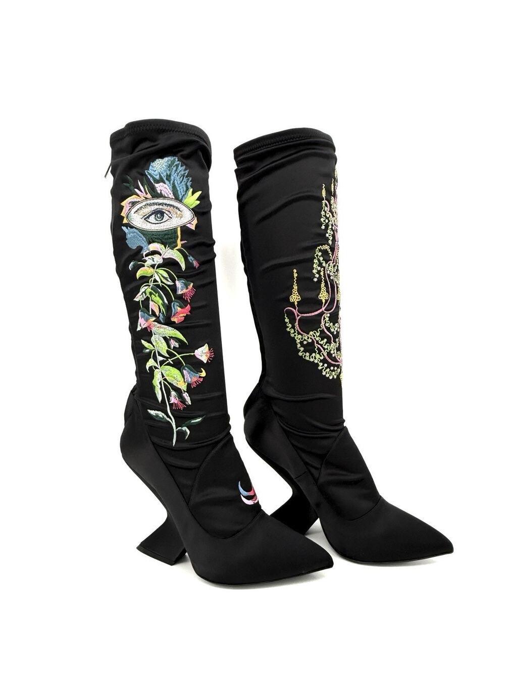 Christian Dior Runway Fall 2013 Satin Embroidered Boot Black EU 39 US 9 Rare